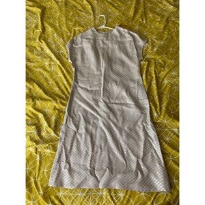 1960s silver and cream checker print dress